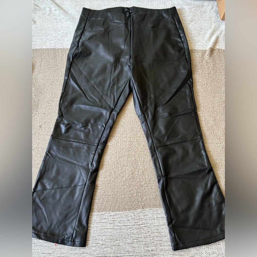 Who What Wear Black Faux Leather Boot-Cut Pants